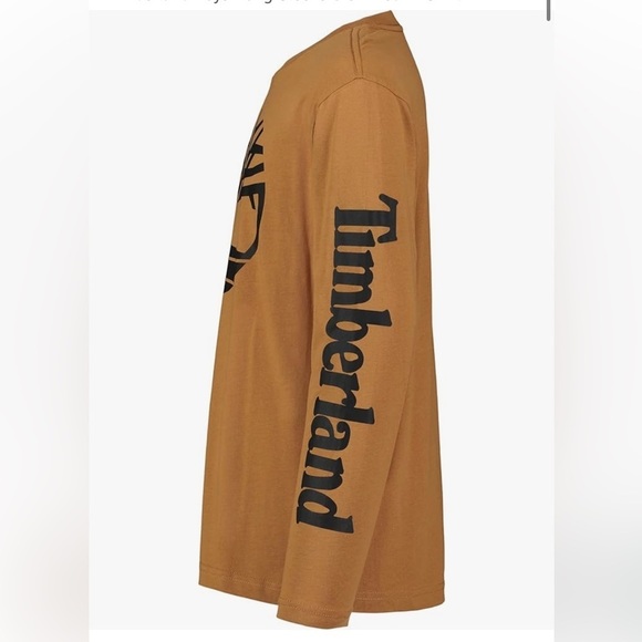Timberland LG 14/16 Brown Long Sleeve Logo TShirt Cotton Casual Crew Neck shirt - Picture 8 of 16